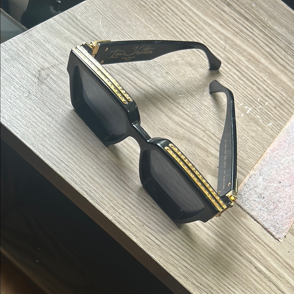 Louis Vuitton Black Sunglasses with Gold Accents